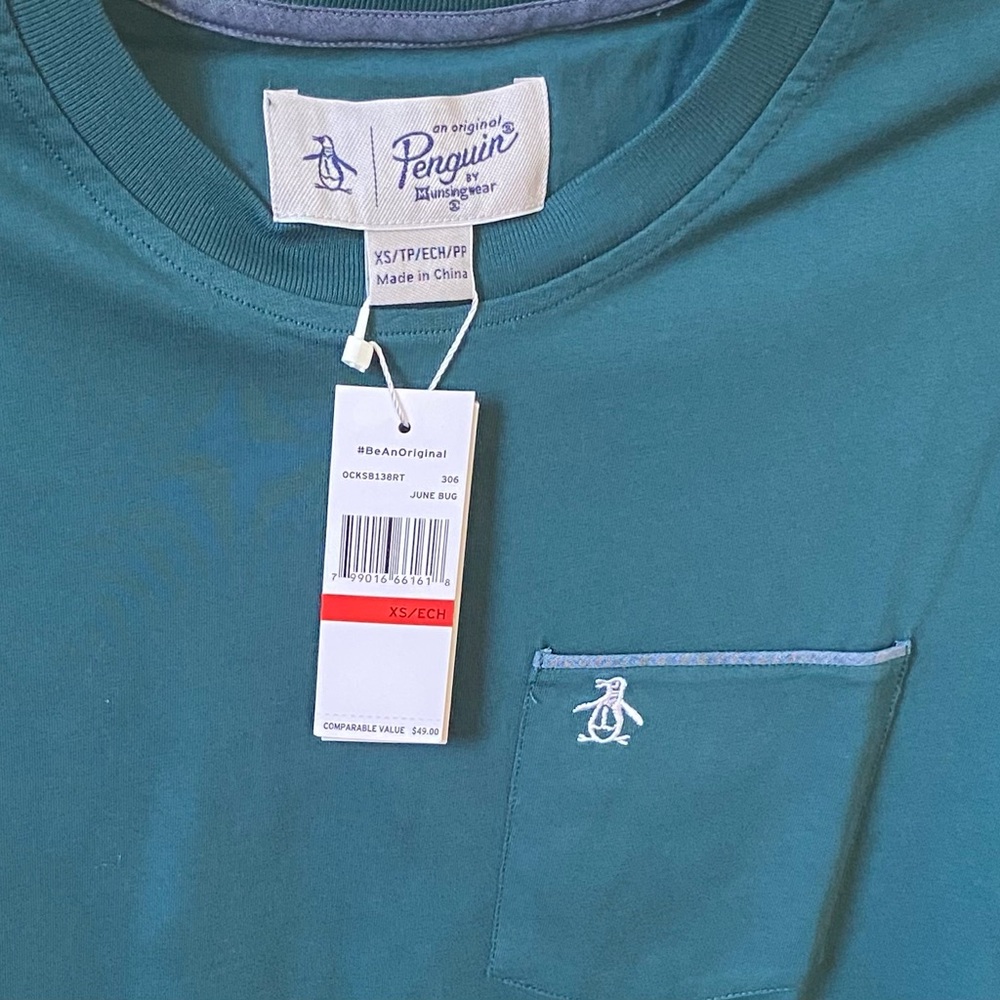 Original Penguin Chambray T-Shirt Color: June Bug Size XS NWT - Picture 4 of 4
